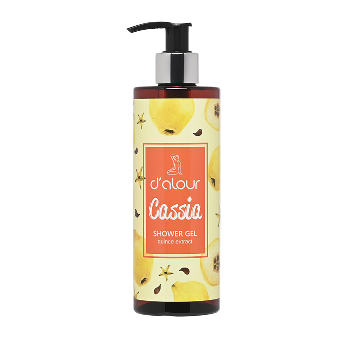 d’alour Cassia Shower Gel Απαλό Αναζωογονητικό Αφρόλουτρο με Φυτικά Εκχυλίσματα από Φύλλα Ελιάς και Kυδώνι για Απαλή Επιδερμίδα και Άρωμα που Διαρκεί 300ml